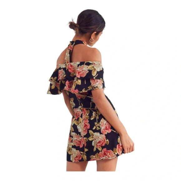 🌹 URBAN OUTFITTERS roe + may Dottie Floral Choker Mini Dress size Medium - Picture 4 of 13